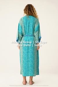 Robe kimono longue en soie à imprimé cachemire pour femme avec ceinture à nouer – Robe de plage et de piscine – Assortiment - Product Image 2