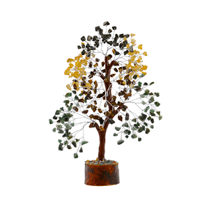 En gros Arbre de Vie en Cristal Magnétique à l'Argent, Œil de Tigre, Citrine, Pyrite, Jade Vert, Décoration d'Intérieur - Product Image 1