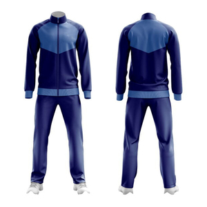 Men's Blue Color Blocking Tracksuit Full Zip Stand Collar Sporty <b>Jogging</b> <b>Suit</b> With Side Pockets Autumn Wear - Product Image 1
