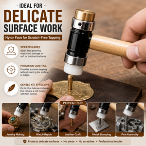 Marteau de bijoutier à double tête avec têtes remplaçables en nylon et en laiton pour la fabrication, le façonnage et la réparation de bijoux - Product Image 6