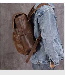 High Quality Custom Genuine <b>Leather</b> <b>Backpack</b> <b>Mens</b> Laptop Bag Waterproof Real <b>Leather</b> Rucksack Travel Daypack LBK-0150 - Product Image 6