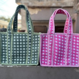 Bolsa de Mano Mini de Tela de Algodón Acolchada, Bolsa de Compras Reutilizable Ecológica, Bolsa de Transporte de Algodón Hecha a Mano, Bolsa de Regalo Personalizada - Product Image 1