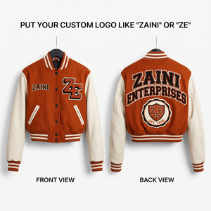 Women Crop <b>Top</b> Varsity Jacket Premium Wool 500 GSM <b>Leather</b> Sleeves Chenille Embroidery Custom Logo Snap Button - Product Image 1