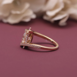 IGI Certified Lab Grown Diamond <b>Open</b> Bypass <b>Ring</b> 14K Rose / White And Yellow Gold Round Cut Diamond Statement <b>Ring</b> for Women - Product Image 3