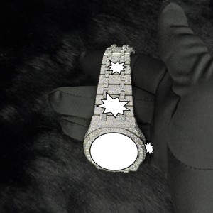 Montre mécanique en acier inoxydable avec diamant Moissanite de clarté VVS et cadran en verre, unisexe, élégante et tendance - Product Image 5