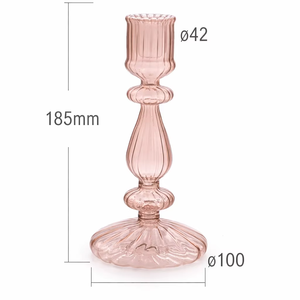 Photophore en verre côtelé jaune, design sophistiqué en forme de tige, avec des sections bombées alternées, résistant à la chaleur, pour Noël - Product Image 1