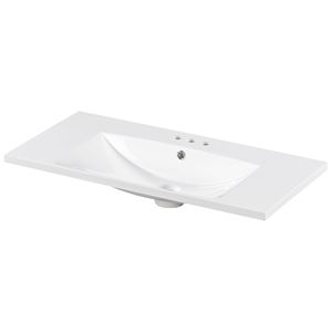 Lavabo singolo da appoggio per bagno in resina con 3 fori per rubinetti - Senza rubinetto o scarico inclusi - Product Image 1