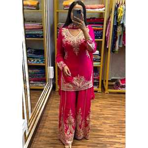 TENDENCIA: TOP PALAZZO DE SEDA CHINON CON BORDADO Y DUPATTA - Product Image 1