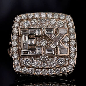 Anillo de Moissanita de Lujo Personalizado con Diseños de Ruleta y Letras, Plata de Ley Sólida Chapada en Oro, Joyería Hip Hop, Regalo - Product Image 1