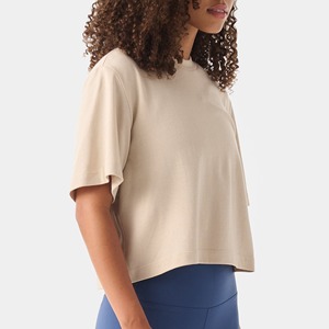 Camiseta de Verano para Mujer, de Poliéster/Algodón, Tejido Sólido Antipilling, con Cuello en V y Manga Mariposa, Estilo Casual para Otoño - Product Image 3
