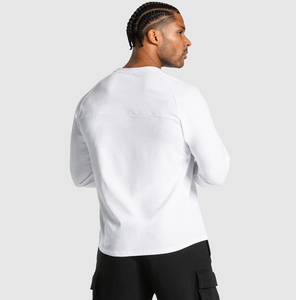 Camiseta Deportiva de Manga Larga para Hombre, Algodón y Elastano, 220 g/m², Color Sólido, Estampado Puff, Suave y Transpirable, Ropa Deportiva, OEM, ODM - Product Image 2