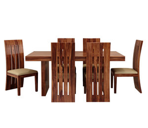 Table à manger en bois massif 6 places, finition miel, ensemble avec chaises, mobilier de salle à manger moderne en bois pour la maison, l'hôtel, le restaurant - Product Image 3