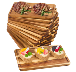 Ensemble de plateaux rectangulaires réutilisables en bois pour la cuisine, les fêtes, les pique-niques et le rangement des aliments - Product Image 1