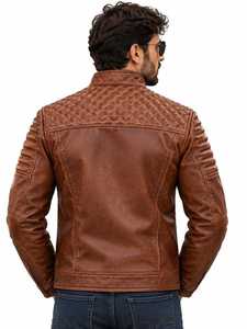 Chaqueta de Cuero para Hombre de Alta Calidad con Cuello Alto y Cierre de Cremallera - Product Image 4