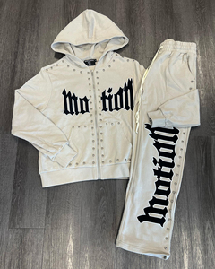 Conjunto de Sudadera con Cremallera y Pedrería No Kill, Pantalones Deportivos, Chándal Urbano Negro de Manga Larga para Otoño - Product Image 6