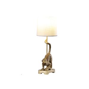 Lampada da Tavolo in Poliresina a Tema Fauna Selvatica con Scimmia Cappuccina Dorata Stile Antico, 24 Pollici - Product Image 2