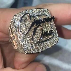 Anillo de sello personalizado con letras, moissanita helada, plata de ley 925, sin níquel, sin plomo, chapado en oro rosa, joyería hip hop audaz - Product Image 1