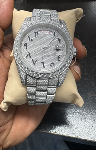 Luxury Fashion Hip Hop VVS Moissanite Diamond <b>Mechanical</b> <b>Watch</b> for Men with Full Pave Arabic Dial and Moissanite Band - Product Image 1