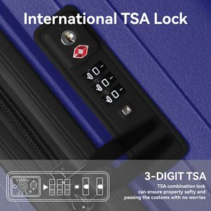 Set di Valigie da Viaggio Leggere a 3 Pezzi con Ruote e Serratura TSA, Angoli Rinforzati, Bagaglio a Mano per Viaggi d'Affari - Product Image 4