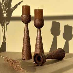 เชิงเทียนไม้ตกแต่งเทศกาล HWC พร้อมโคมไฟและที่วางขวดโหล - Product Image 2