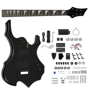DIY Flame Shaped Style HSH 6-<b>String</b> Electric Guitar Kits Mahogany Body Maple Neck with <b>Black</b> Accessories Acoustic Guitar - Product Image 1