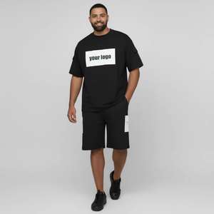 Conjunto de 2 Piezas de Ropa Casual de Invierno para Hombre, Camiseta de Manga Corta y Pantalones Cortos Deportivos, Transpirables, de Felpa, con Estampado - Product Image 4