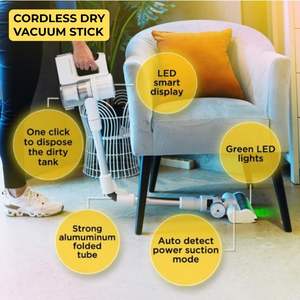 Aspirateur balai sans fil BLDC 400W de haute qualité, aspiration puissante 28KPa, LED intelligente, multi-cyclone - Product Image 3