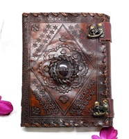 Carnet de notes en cuir écologique 2024 Agate Export Lethr-028, motif hache Viking Valhalla, style mascotte, forme rectangulaire