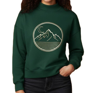 Women Long Relaxed Fit Oversized Mockneck Sweatshirt Front Logo Casual Winter Top Soft Fabric Street Fashion Mock Neck For Girls - Product Image 1