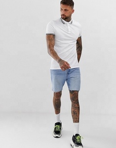 Polo à manches courtes pour homme, blanc, couleur unie, coton Oxford, style décontracté, respirant, coupe classique - Product Image 1