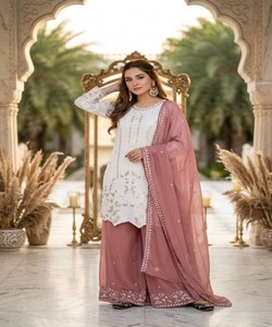 Viral Designer Georgette Embroidery Sequence Work Floor-Length Party Suit Set Pearl Moti Women Fashion Collection 84890 Dusty - Product Image 2