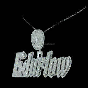 Hiphop VVS Mossanite Pendentif Lettre Personnalisée Argent 925 Crâne Bail Glacé Personnalisé Moissanite Pendentif - Product Image 6