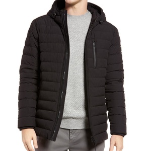 Men's Black Hooded Puffer <b>Jacket</b> With Zipper Closure Windproof Winter Coat Solid Color Polyester Wadding Regular Fit Casual 2026 - Product Image 5