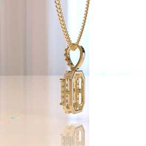Octagon Cut Moissanite 14K <b>Gold</b> Certified 1CT Halo Geometric Luxury <b>Pendant</b> Necklace - Product Image 3