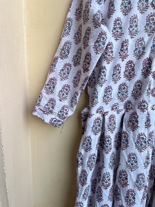 เดรสยาวพิมพ์ลายด้วยมือสไตล์อินเดีย ผ้าฝ้ายลำลอง ปักลายดอกไม้ คอวี แขนยาว สำหรับผู้หญิง - Product Image 2