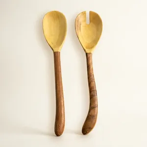 Modern Eco-Friendly <b>Wooden</b> <b>Salad</b> <b>Server</b> Set for Kids Home & Restaurant Use - Product Image 5
