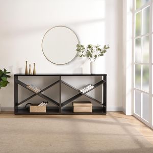Consolle da ingresso/soffitta a X staccabile da 70,87 pollici, stile rustico, extra lunga con contenitore, per ingresso, soggiorno, corridoio - Product Image 4