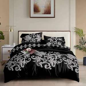 Juego de Ropa de Cama Moderno con Estampado Floral en Blanco y Negro, Ecológico, 500 Hilos, 100% Algodón, Reversible, Resistente al Agua, para Todas las Estaciones - Product Image 3