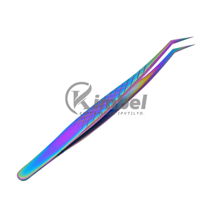 Pinzas para Extensión de Pestañas de Volumen Tipo L, Pinzas para Pestañas con Punta Puntiaguda, Acero Inoxidable con Acabado de Titanio - Product Image 3