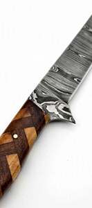 Handcrafted Damascus Steel Long Precision Slicing Utility Knife Geometric Wooden Mosaic Handle <b>Craft</b> <b>Tool</b> - Product Image 6