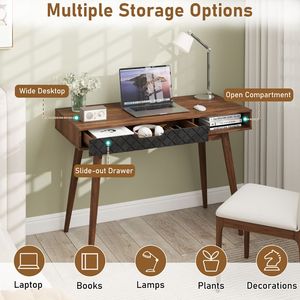 Scrivania per Computer in Stile Mid-Century Modern con Cassetto e Scomparto Aperto - Product Image 6