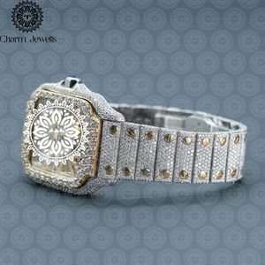 Montre pour homme Charm Jewells en acier inoxydable, boîtier de 40 mm, accents de diamants, analogique, luxe, mode, mouvement mécanique, date automatique, fonction push - Product Image 4