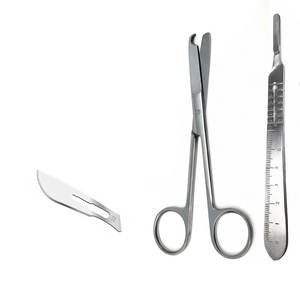 Tijeras Quirúrgicas Premium para Suturas de 4.5 Pulgadas con Mango de Bisturí # Kit Quirúrgico de 4 y 10 Cuchillas Quirúrgicas de Acero Inoxidable - Product Image 2