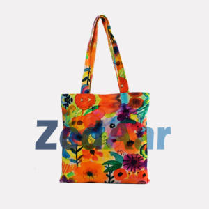 Beaux grands sacs fourre-tout en velours avec motifs floraux motif de logo personnalisé fermeture à glissière ouverte pour un usage quotidien commande minimale faible - Product Image 5