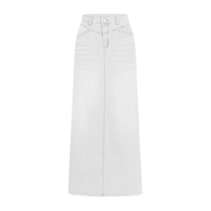Jupe en jean décontractée taille naturelle avec fente avant, design basique respirant, boutonnée, style vintage, pour femme, grande taille, collection automne, directement de l'usine - Product Image 3