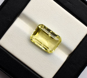 Piedra Preciosa de Cuarzo Limón Natural, Cuarzo Limón Amarillo 14X10 mm, Corte Esmeralda, para Joyería, 7.60 Quilates, Piedra Preciosa Suelta para Joyería - Product Image 4