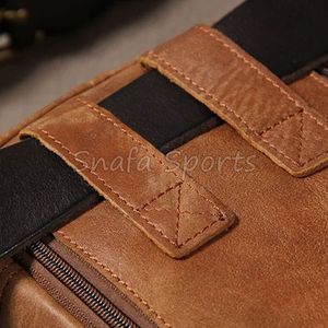 Sac banane élégant en cuir de vachette véritable, unisexe, avec fermeture éclair, sac de ceinture, sac bandoulière, sac de voyage pour hommes et femmes - Product Image 3