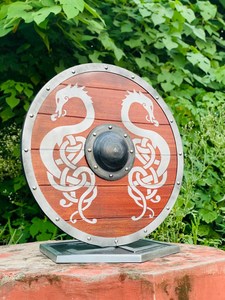 Industrial Norse Viking Shield Artwork Steel Wooden Outdoor Survival Horsing OEM ODM High Quality Lightweight Logo/Private Label - Product Image 5