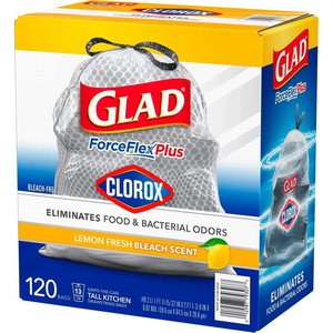 Glad ForceFlex Tall Kitchen Drawstring Trash <b>Bags</b>, 13 Gal, Fresh Clean, 80 Ct (Package May Vary) - Product Image 4