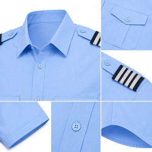 Polo d'uniforme d'agent de sécurité unisexe à manches courtes imprimé pour l'été, avec bandes d'épaule anti-détecteur et poches poitrine - Product Image 6
